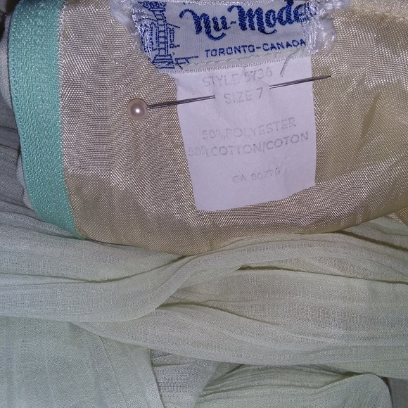 Vintage Cotton Gauze Mint Lace Prairie Maxi Dress Sz XS - Picture 9 of 10